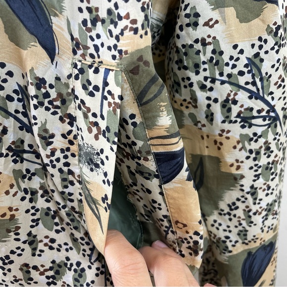 Kim Rogers Sport Olive Green Navy Blue Silk Floral Full Zip Jacket Women Small - Picture 5 of 8